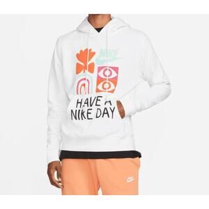 Nike Have a Nike Day Graphic Print French Terry Drawstring Hoodie Unisex Size M